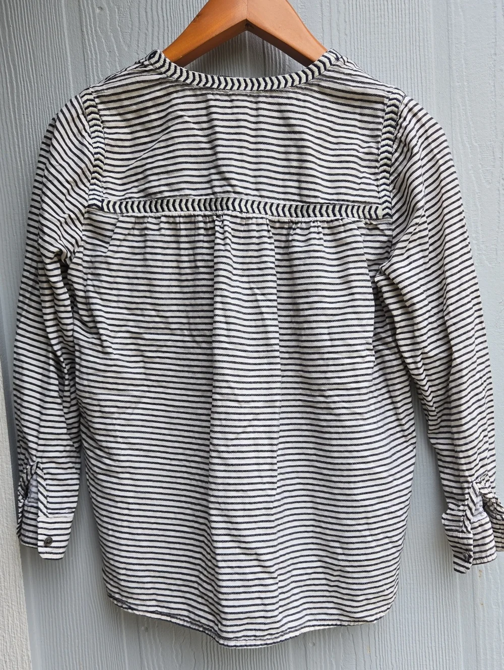 J. Crew Striped Peasant Tunic with Pink Embroidery